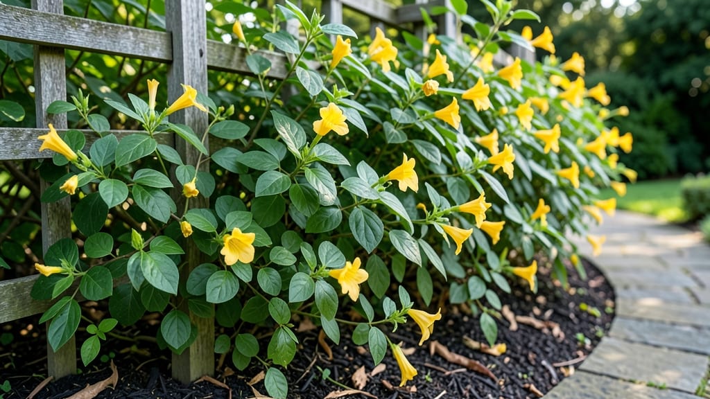 Small Yellow Flower Vine: Pacific Northwest's Hummingbird Haven With Fragrant Clusters